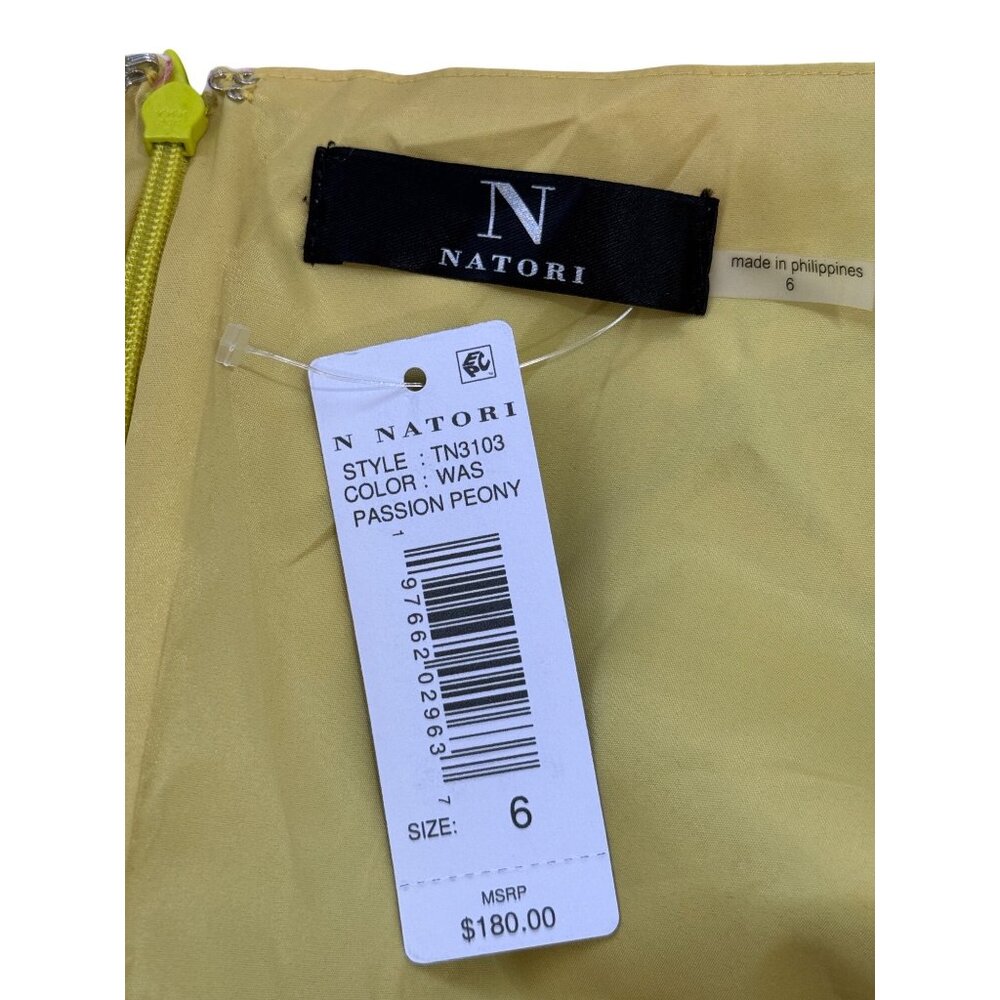 Natori Passion Peony Floral Halter Dress Tropical Green Pink Womens Size 6 NEW - Picture 4 of 7